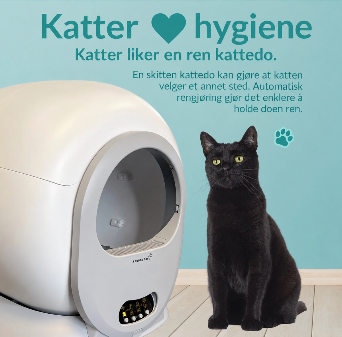 Selvrensende kattedo 65 liter – a sunny day