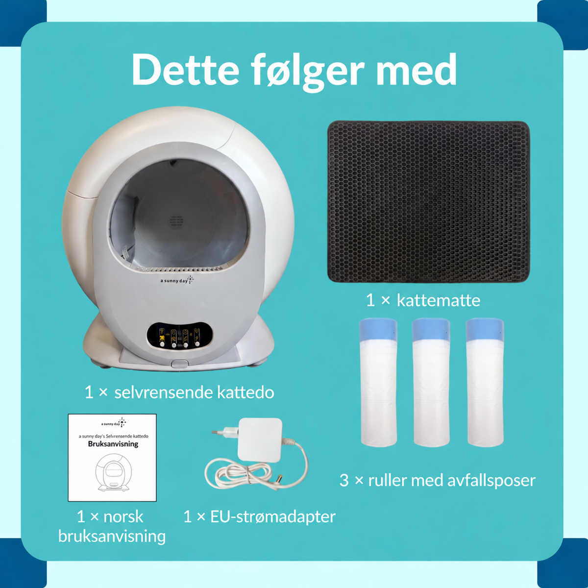 Selvrensende kattedo 65 liter – a sunny day